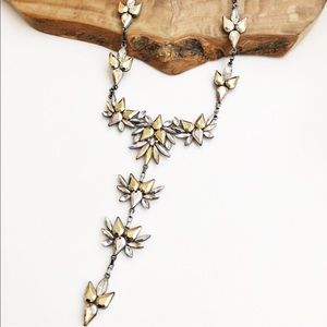 Express gold silver stone statement necklace